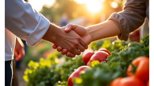 Maraîcher livrant des légumes frais à l'entrée de notre cuisine