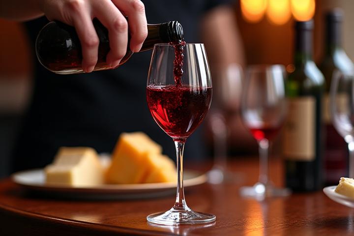 Sommelier professionel versant du vin pour une dégustation