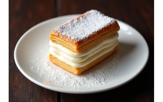 Photo d'un mille-feuille impeccablement réalisé par un élève