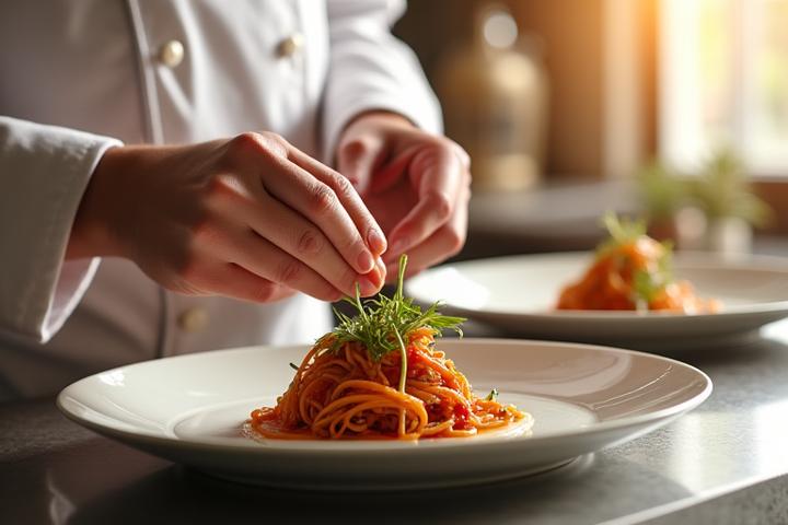 Chef Fête Gourmande présentant un plat élégant