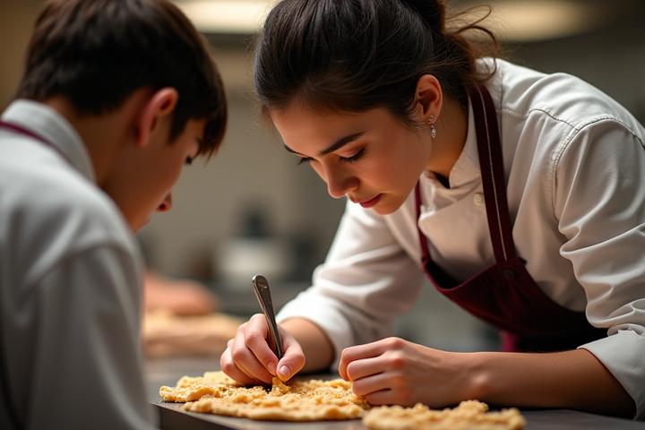 Chef expliquant une recette à un participant lors d'un atelier privé