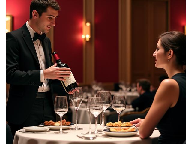Sommelier présentant une bouteille de vin