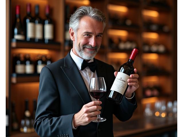 Sommelier Fête Gourmande sélectionnant un vin