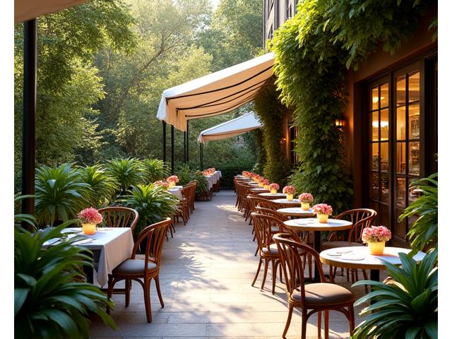 Terrasse extérieure luxuriante