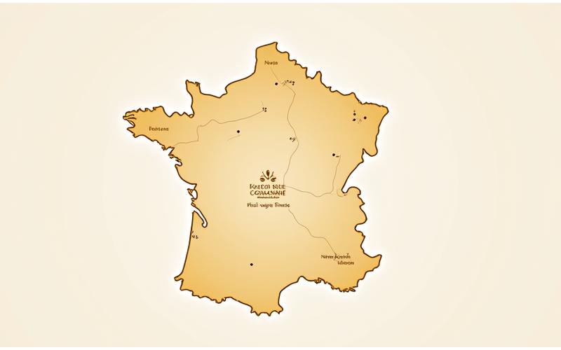Carte stylisée de la région Île-de-France avec des points lumineux marquant l'emplacement de fermes partenaires bio.