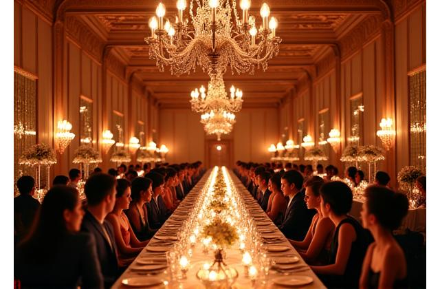 Dîner de gala prestige dans un hôtel particulier parisien avec des plats gourmet de Fête Gourmande